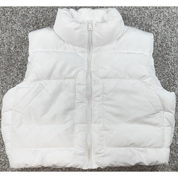 Love Tree Jackets & Blazers - Love Tree Puffer Vest Womens Small White Cropped Pockets Zip Up *MINT*